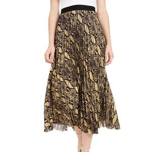 New Guess Savina Snake Animal pleated MIDI Skirt S